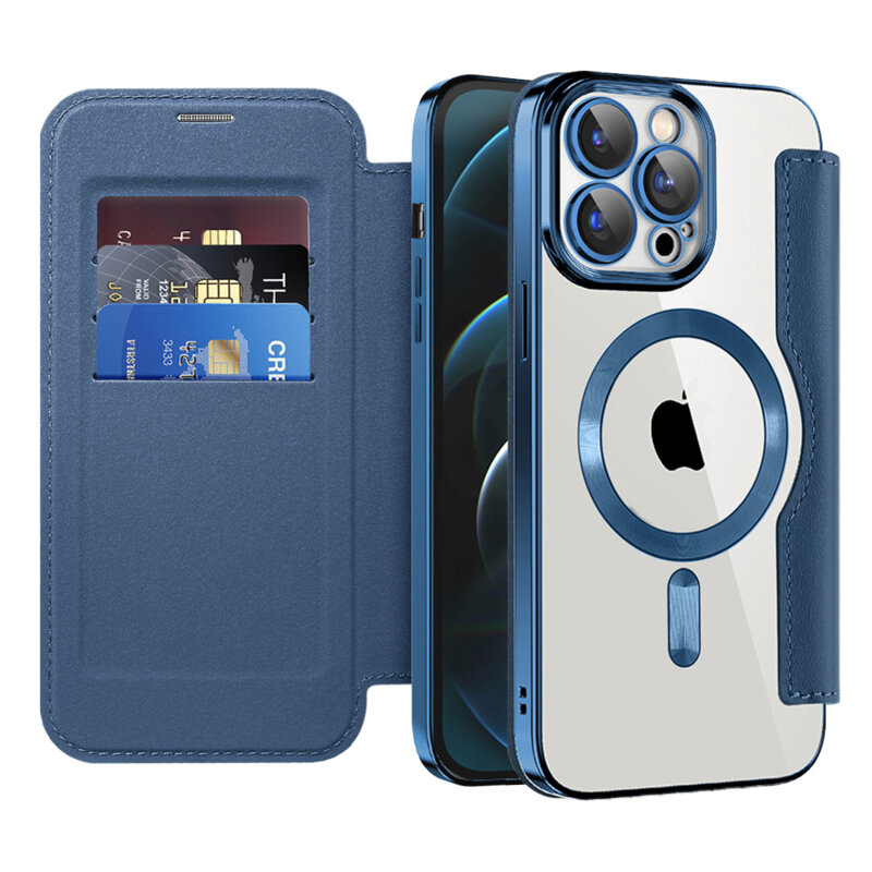 Husa iPhone 12 Pro Max Techsuit SmartMag Book Case, albastru