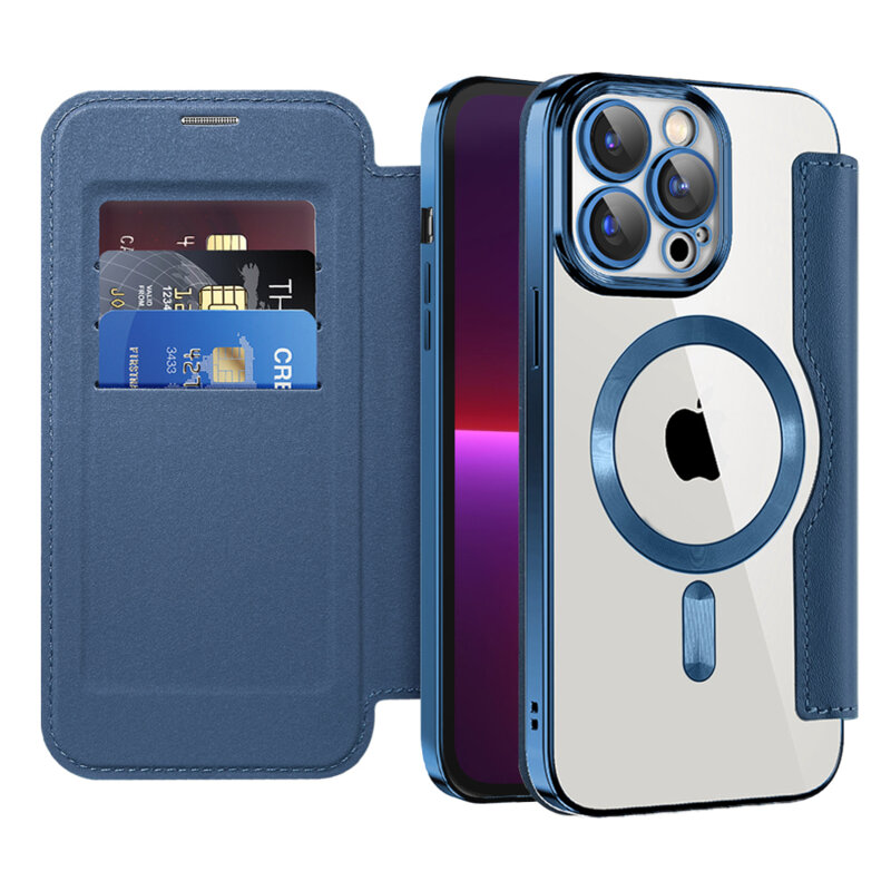 Husa iPhone 13 Pro Techsuit SmartMag Book Case, albastru