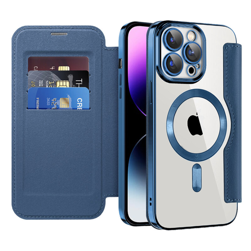 Husa iPhone 14 Pro Max Techsuit SmartMag Book Case, albastru