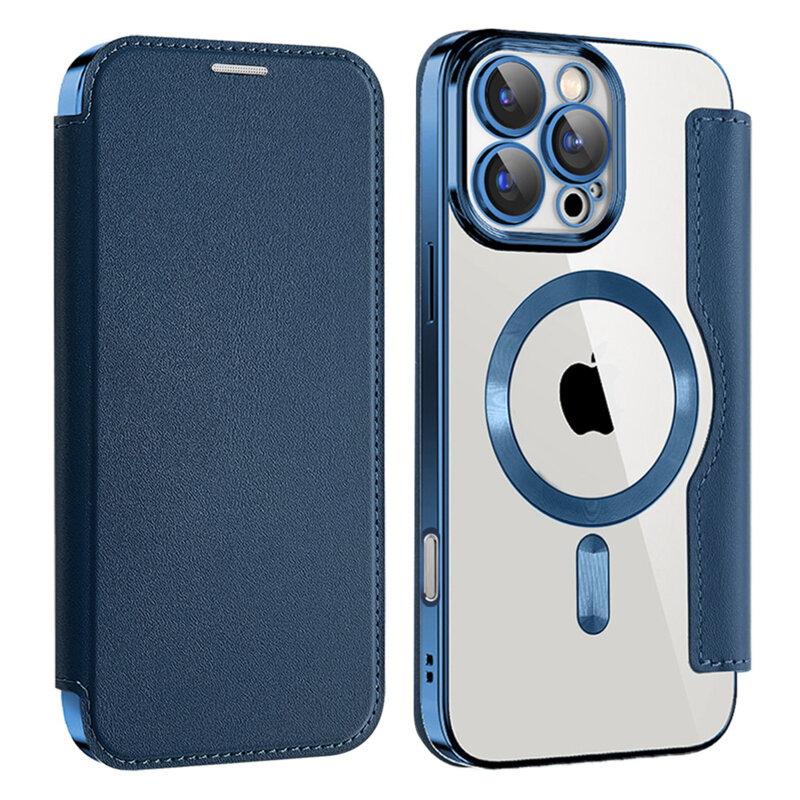 Husa iPhone 16 Pro Techsuit SmartMag Book Case, albastru