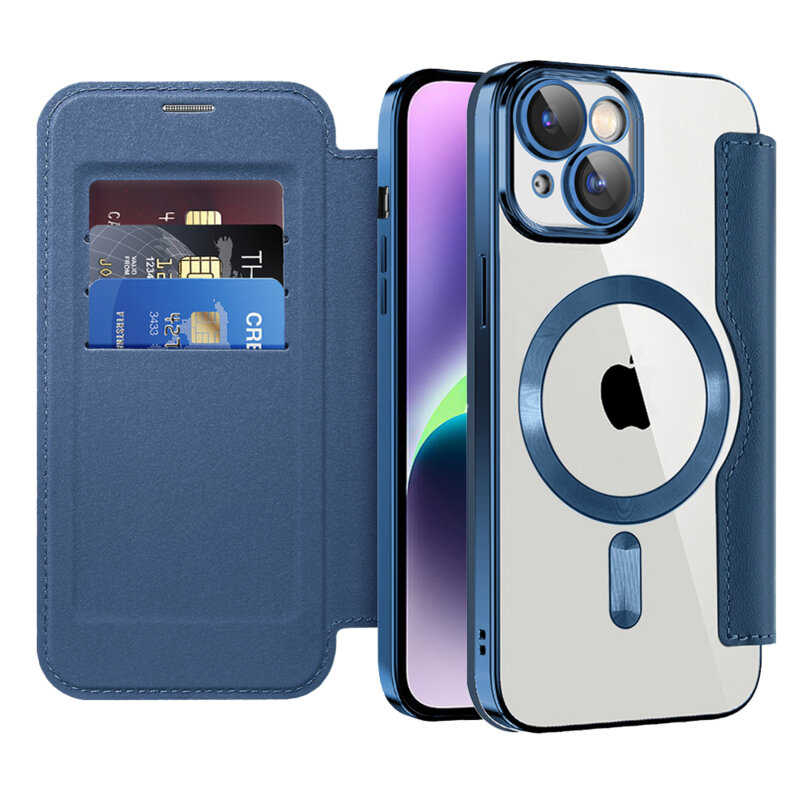 Husa iPhone 14 Plus Techsuit SmartMag Book Case, albastru