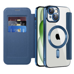 Husa iPhone 15 Plus Techsuit SmartMag Book Case, albastru
