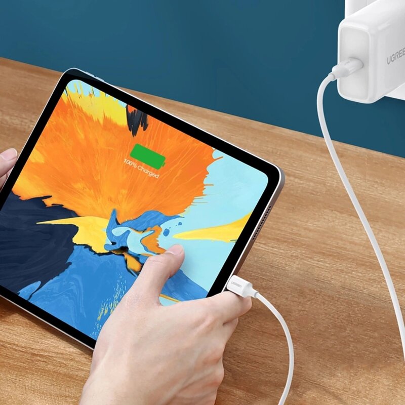 Cablu incarcare Type-C 60W, 3A, 1m Ugreen, alb, 60518