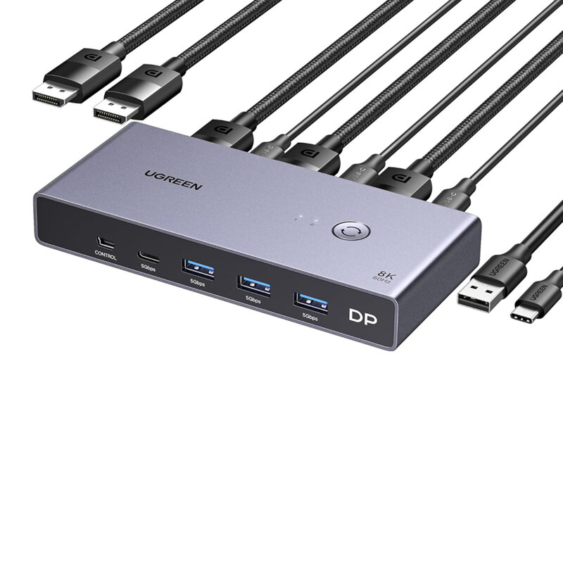 Switch DP 2in1 out Ugreen, negru, 8K@60Hz, 25962