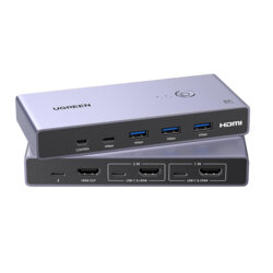 Switch DP 2in 1out Ugreen, gri, 8K@60Hz, 25961