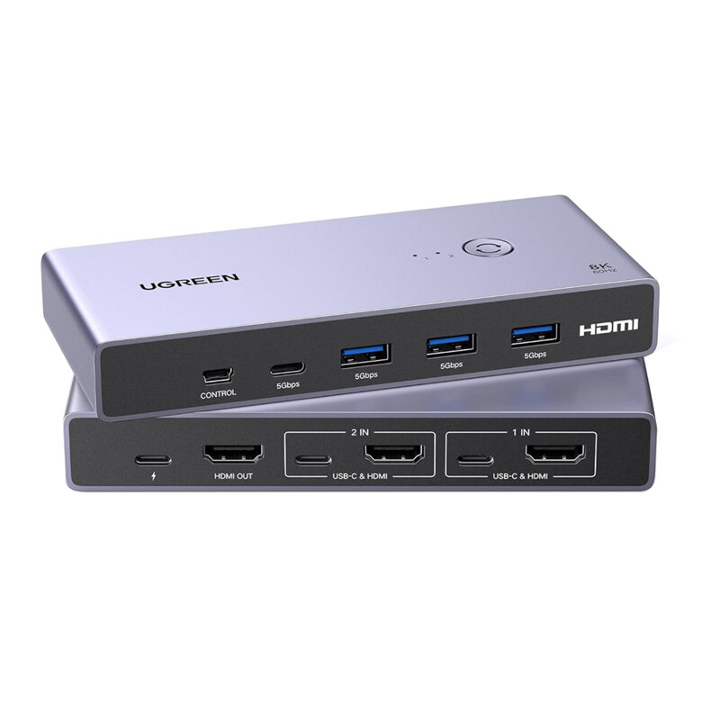 Switch DP 2in 1out Ugreen, gri, 8K@60Hz, 25961