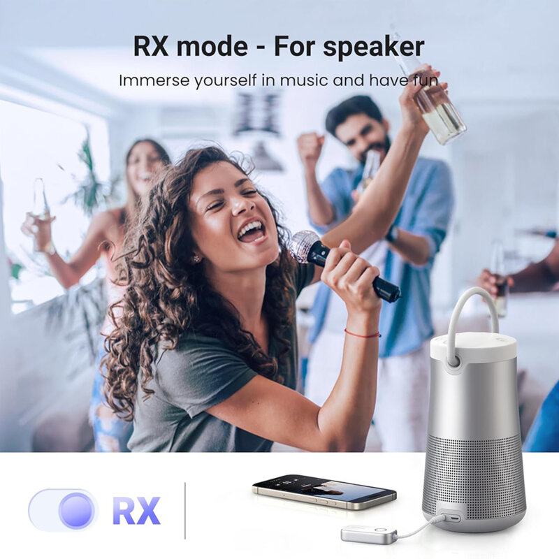 Adaptor audio Jack Bluetooth 5.4 cu microfon Ugreen, alb, 45812