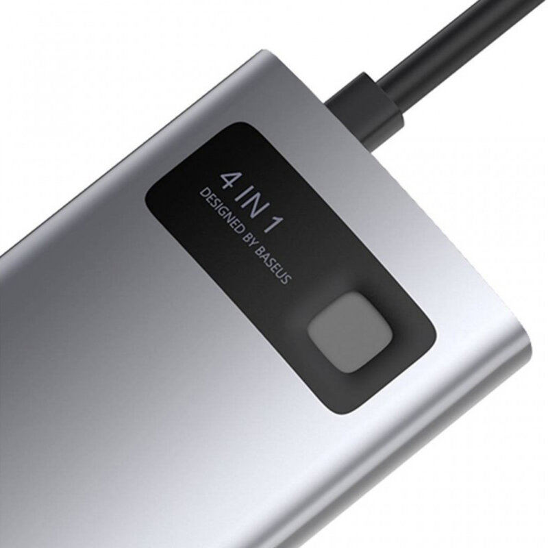 Dock USB-C Baseus la 2x USB, Type-C, HDMI, gri, CAHUB-CY0G
