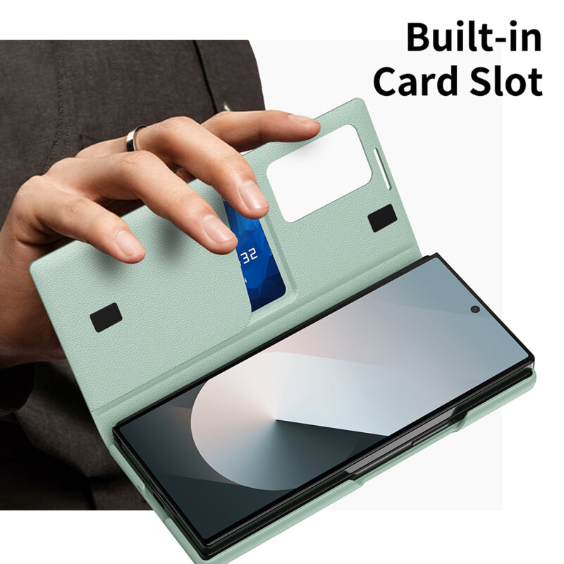 Husa tip carte Samsung Galaxy Z Fold5 SmartView Series, verde
