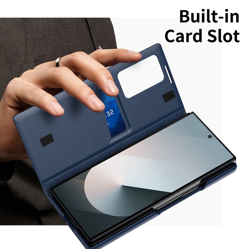 Husa tip carte Samsung Galaxy Z Fold5 SmartView Series, albastru