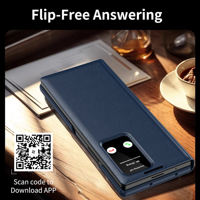 Husa tip carte Samsung Galaxy Z Fold5 SmartView Series, albastru