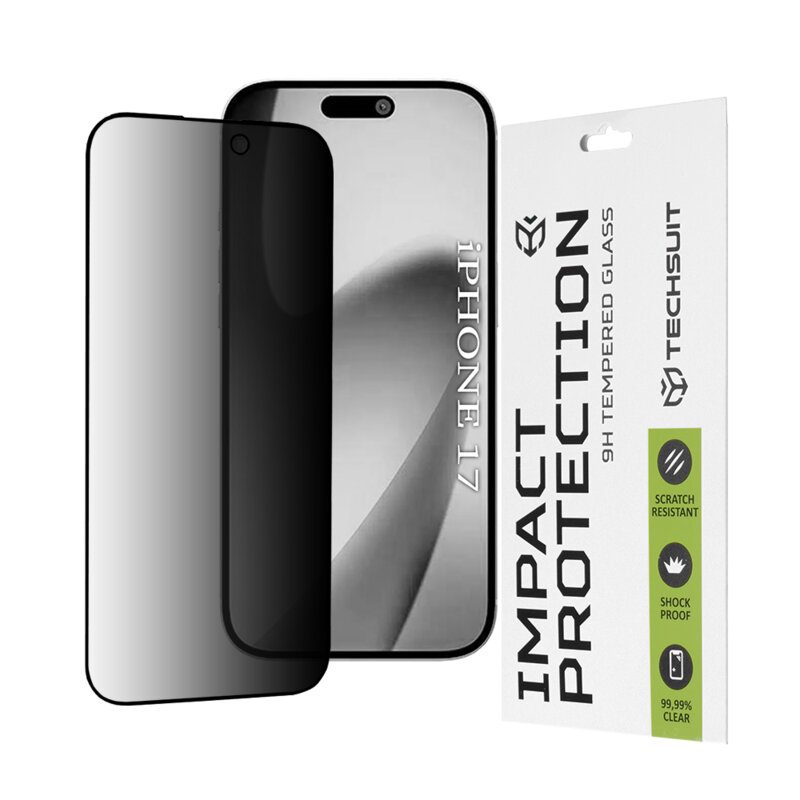 Folie sticla iPhone 17 Techsuit 111D Privacy Full Glue, negru