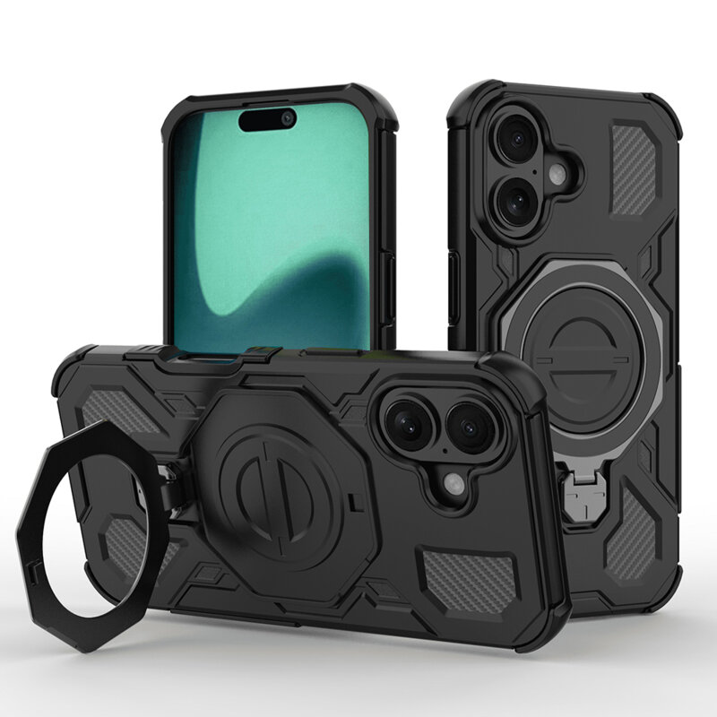 Husa iPhone 17 Techsuit Carbon Shield PRO, negru