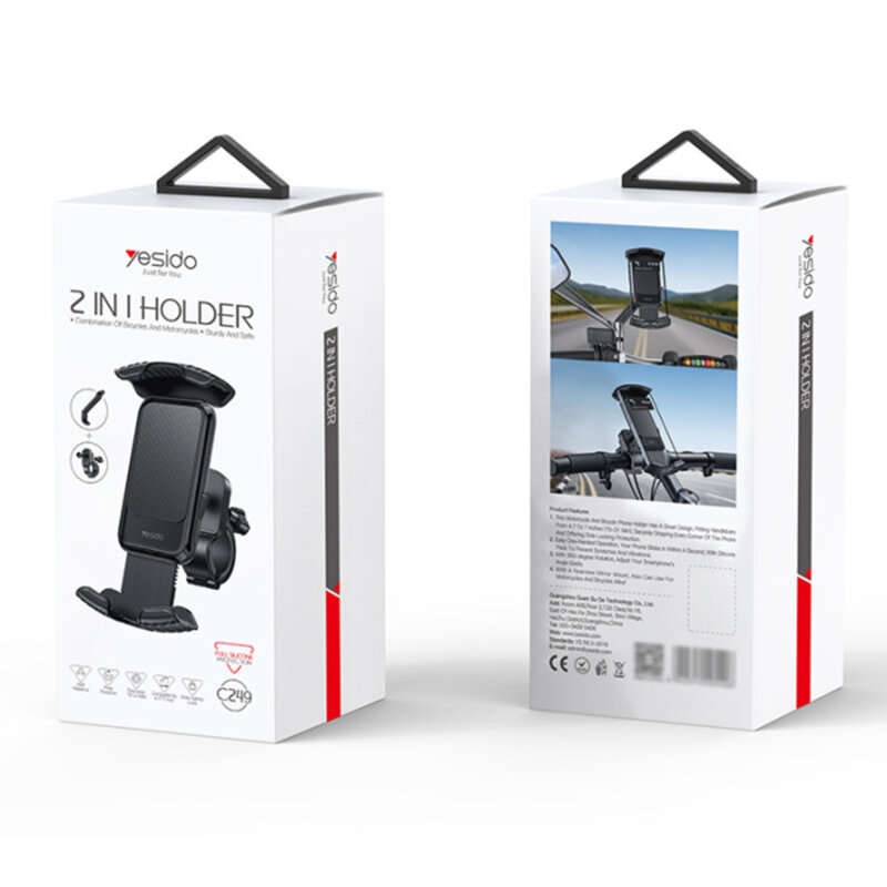 Suport de telefon pentru bicicleta ajustabil Yesido C249, negru