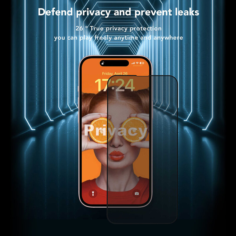 Folie sticla iPhone 16 Pro ANANK 2.5D Privacy Screen Protector, negru