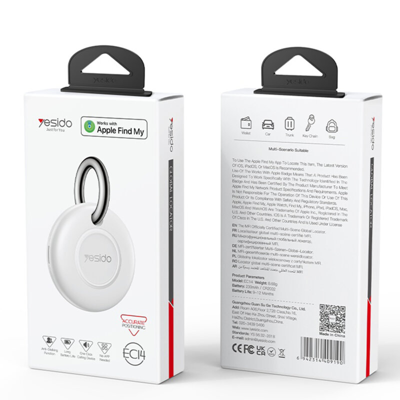 Breloc AirTag Yesido EC14, 240mAh, alb