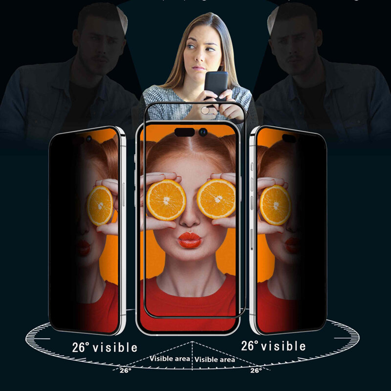 Folie sticla iPhone 15 Pro Max ANANK 2.5D Privacy Screen Protector, negru