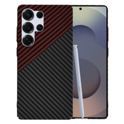 Husa Samsung Galaxy S25 Ultra Techsuit Carbonite FiberShell, rosu inchis