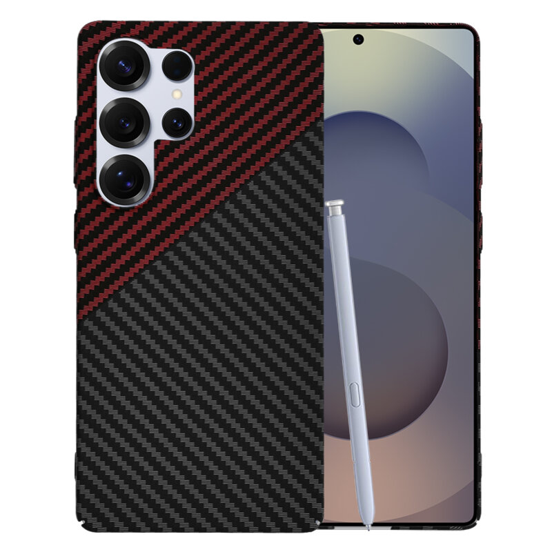 Husa Samsung Galaxy S25 Ultra Techsuit Carbonite FiberShell, rosu inchis