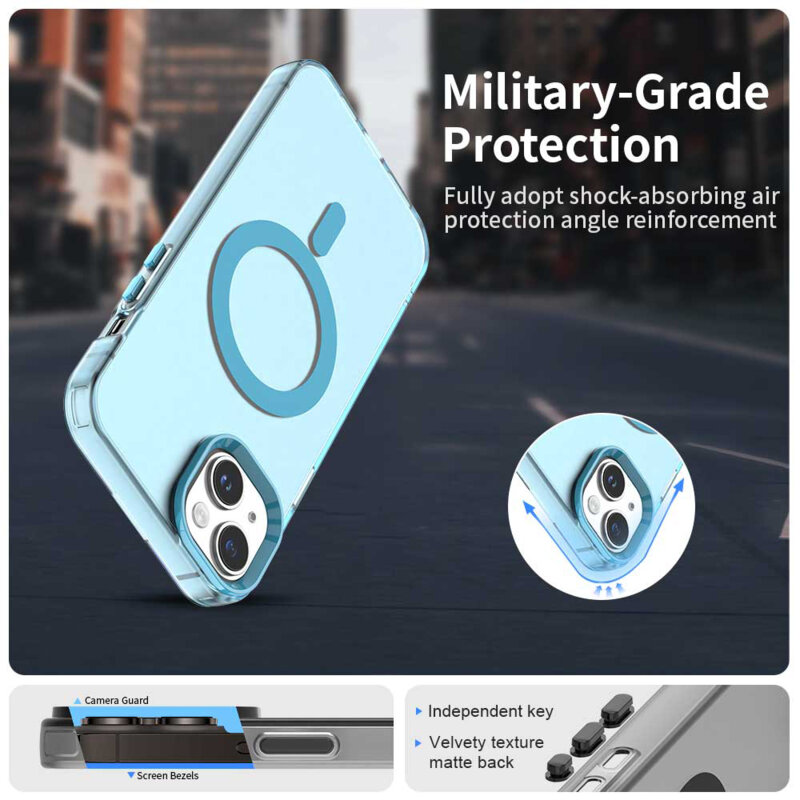 Husa iPhone 15 Techsuit CandyCase MagSafe, albastru