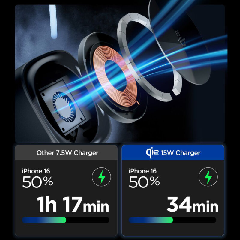 Incarcator wireless MagSafe 3in1 Spigen, 15W, negru, EF223MS