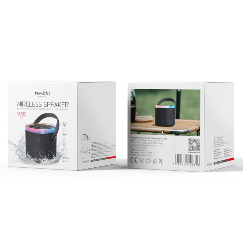 Boxa Bluetooth waterproof, RGB Yesido, 1800mAh, YSW25, negru