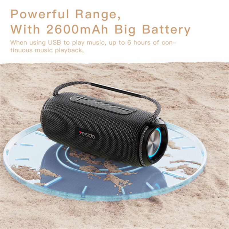 Boxa portabila waterproof Yesido, 2600mAh, 40W, negru, YSW11