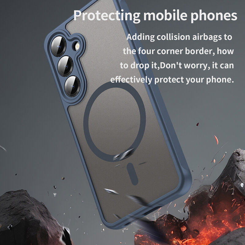 Husa Samsung Galaxy S25 Techsuit HaloFrost II MagSafe, bleumarin