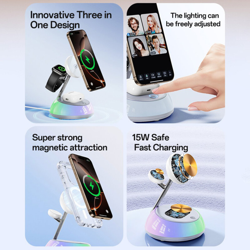 Statie incarcare wireless iPhone, Apple Watch Yesido DS31, 15W