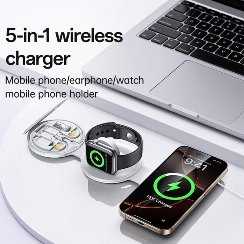 Statie incarcare wireless 5in1 pliabila Yesido DS29, 15W, alb