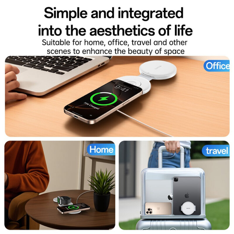 Statie incarcare wireless 5in1 pliabila Yesido DS29, 15W, alb