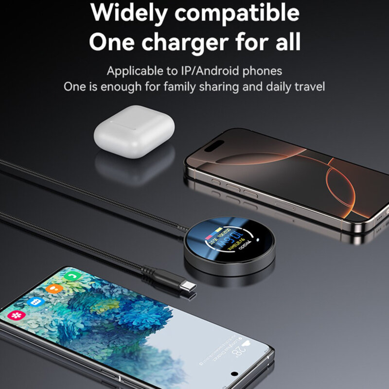 Statie incarcare magnetica cu display Yesido DS28, 15W, alb