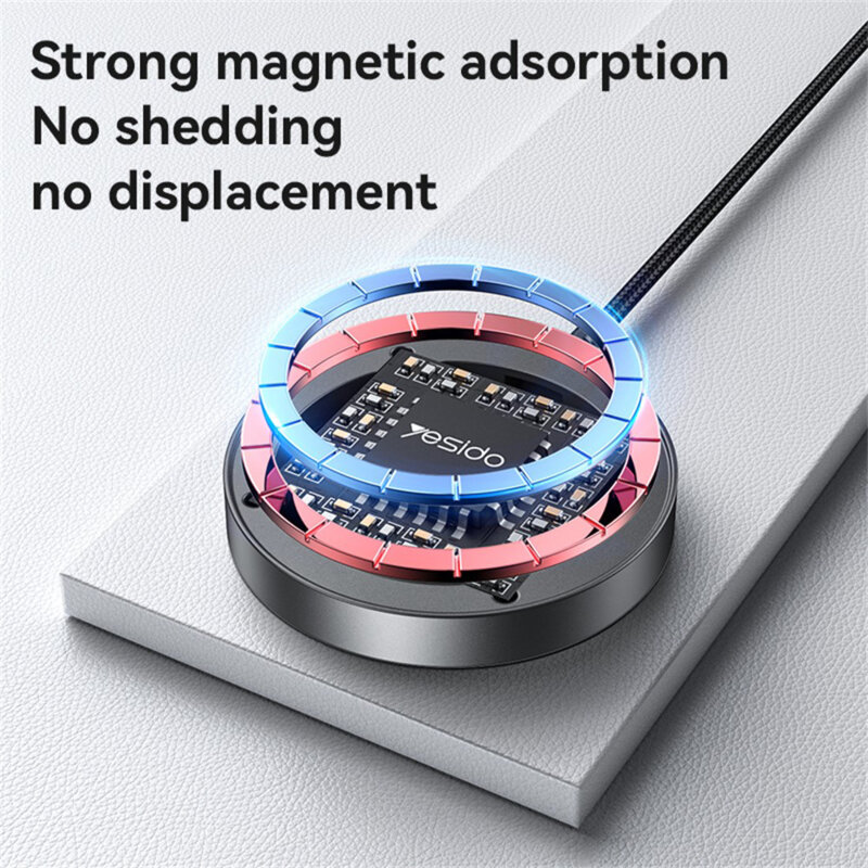 Statie incarcare magnetica cu display Yesido DS28, 15W, alb