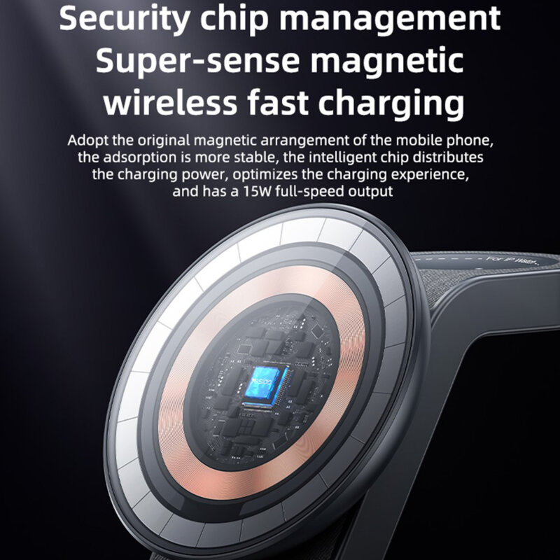 Statie incarcare wireless magnetica Yesido DS26, 15W, gri