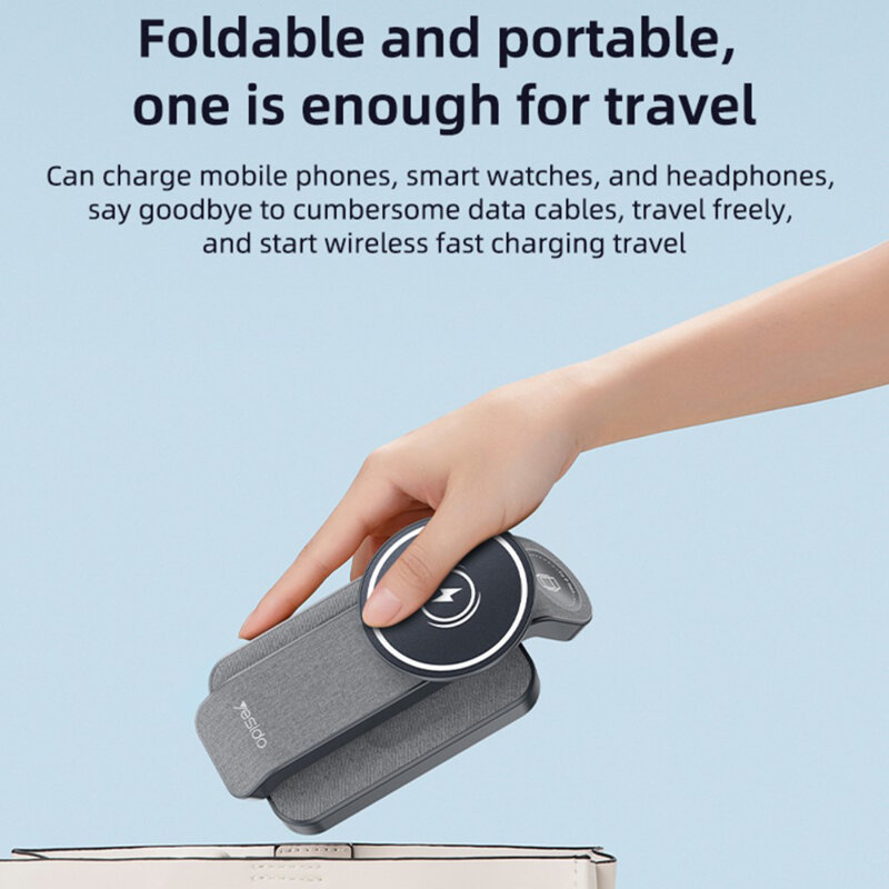 Statie incarcare wireless magnetica Yesido DS26, 15W, gri