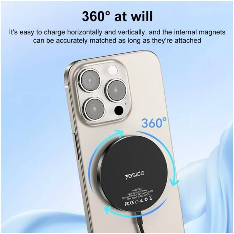 Statie incarcare wireless iPhone, magnetica Yesido DS21, 15W