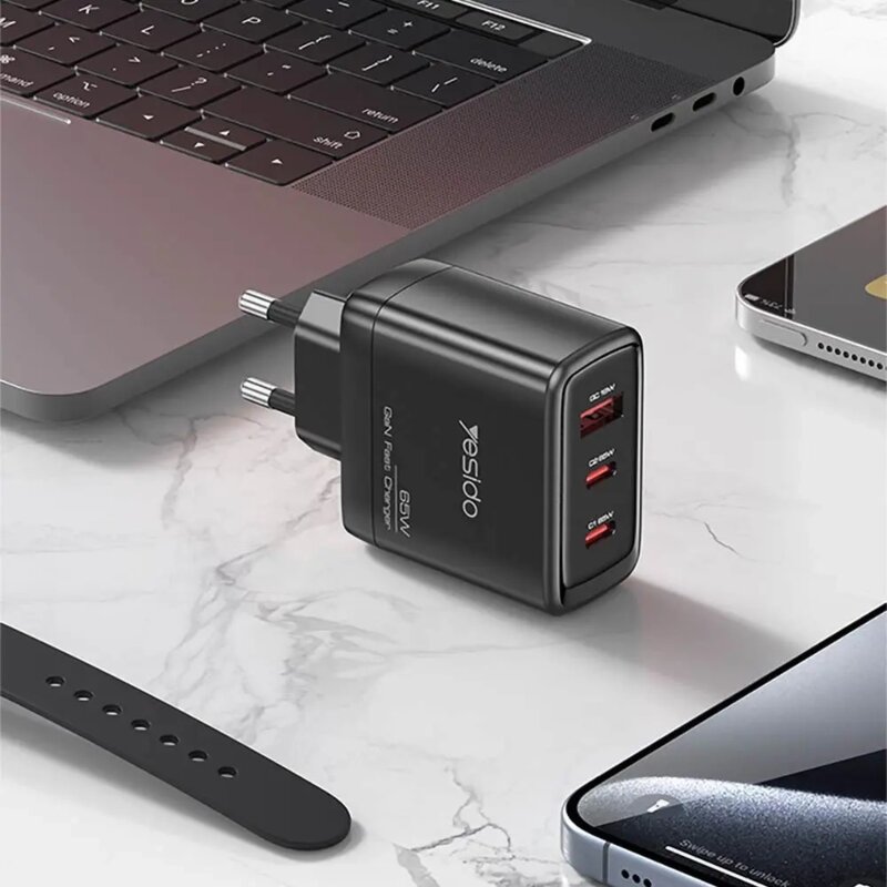 Incarcator GaN USB, tip C, telefon, tableta 65W Yesido, YC144C