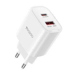 Incarcator priza USB, tip C Quick Charge 20W Yesido, YC02E, alb