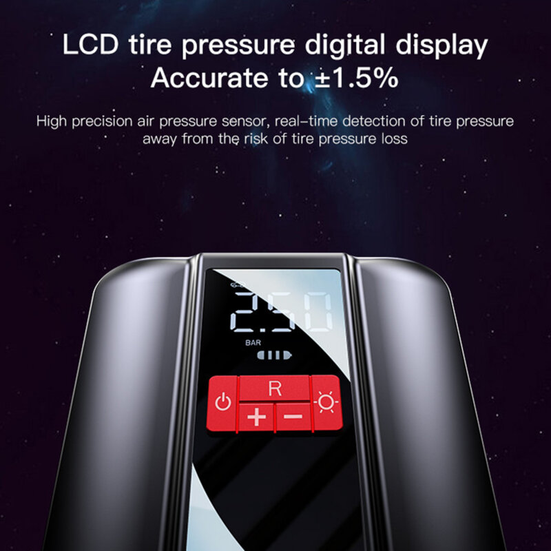 Compresor auto portabil cu ecran LED Yesido (VC04), negru