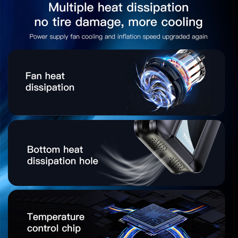 Compresor auto portabil cu ecran LED Yesido (VC04), negru