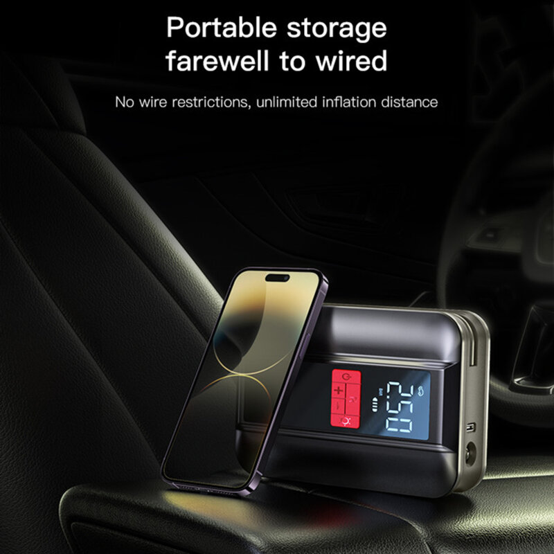 Compresor auto portabil cu ecran LED Yesido (VC04), negru