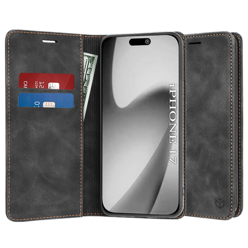Husa piele iPhone 17 Techsuit Confy Cover, negru