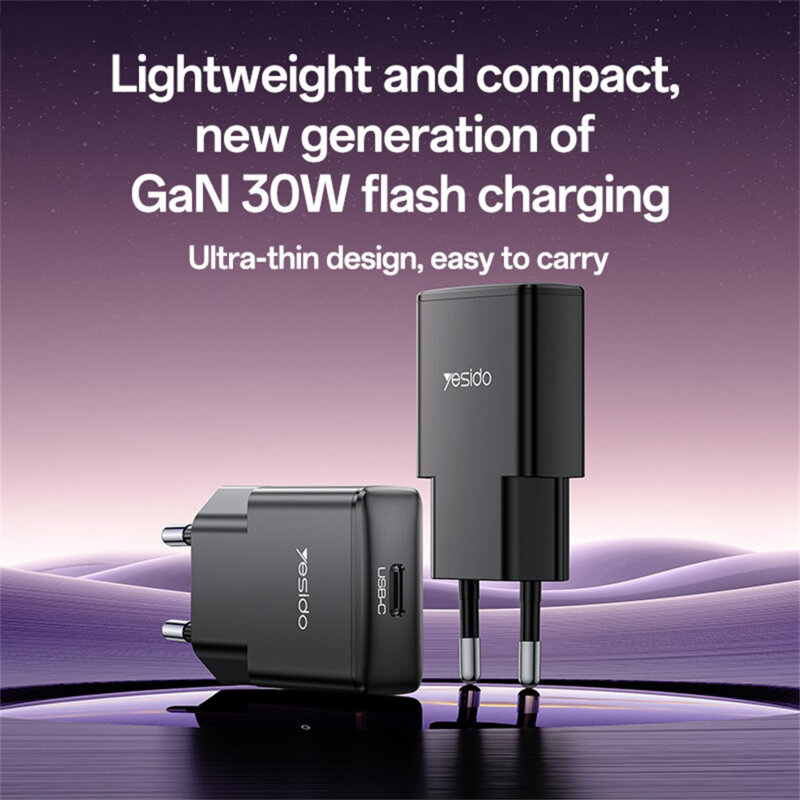 Incarcator GaN tip C Fast Charge Yesido, PD30W, YC74