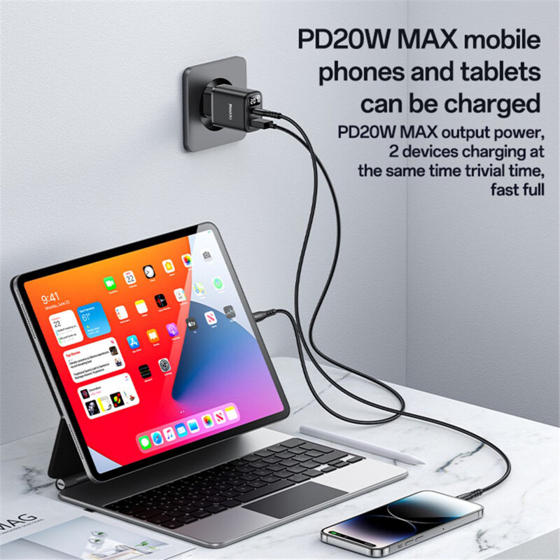 Incarcator retea USB, tip C cu display Yesido, 20W, YC68
