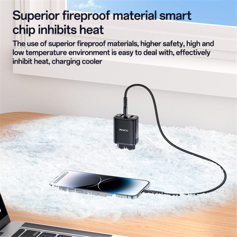 Incarcator retea USB, tip C cu display Yesido, 20W, YC68