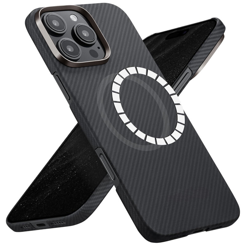 Husa iPhone 16 Pro Max Techsuit Aramid Fiber MagSafe, negru