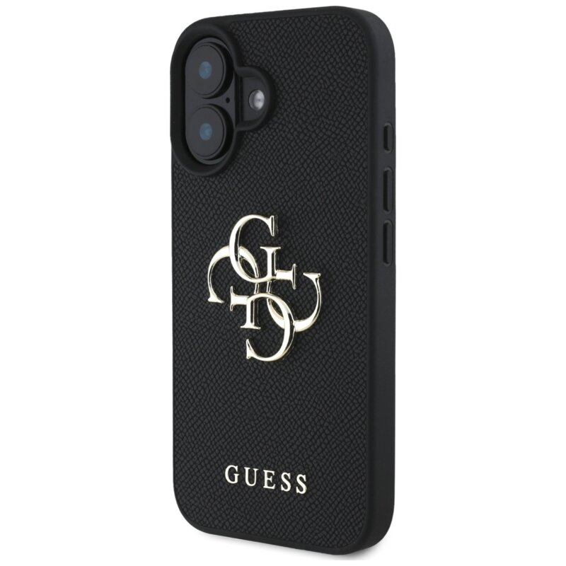 Husa originala Guess iPhone 16 Hardcase Grained Big 4G Logo Small Classic Logo, negru, GUHCP16SPGT4MBK