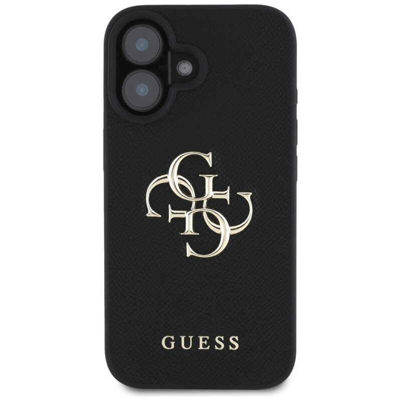 Husa originala Guess iPhone 16 Hardcase Grained Big 4G Logo Small Classic Logo, negru, GUHCP16SPGT4MBK