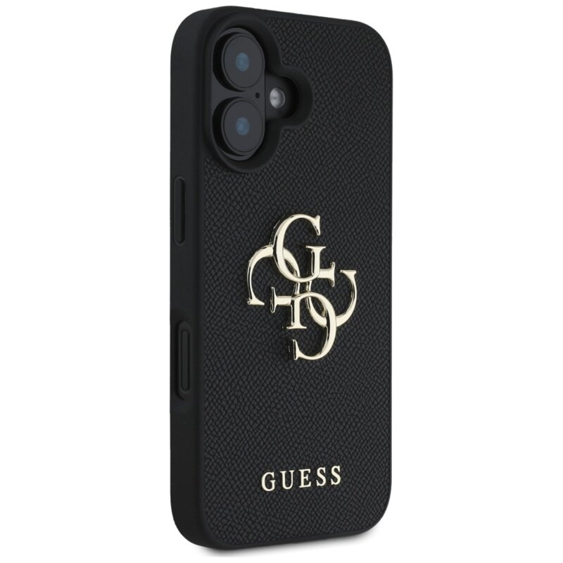 Husa originala Guess iPhone 16 Hardcase Grained Big 4G Logo Small Classic Logo, negru, GUHCP16SPGT4MBK