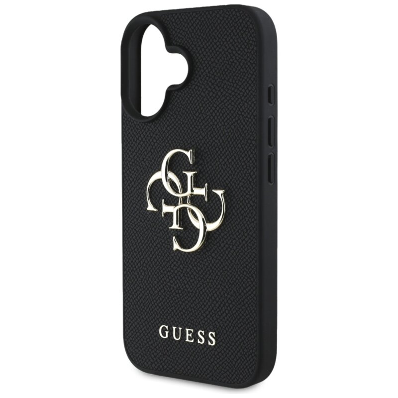 Husa originala Guess iPhone 16 Hardcase Grained Big 4G Logo Small Classic Logo, negru, GUHCP16SPGT4MBK